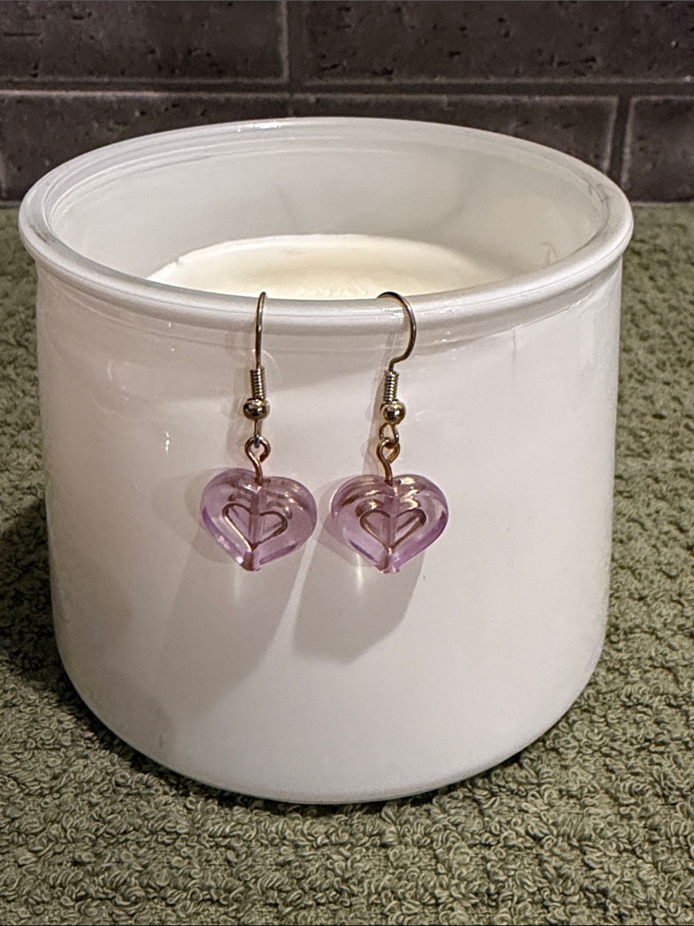 Lavender Heart Drop Earrings Acrylic Lightweight Jewelry Princess Coquette Girl